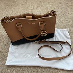 Michael Kors Sutton Black/Tan Satchel
